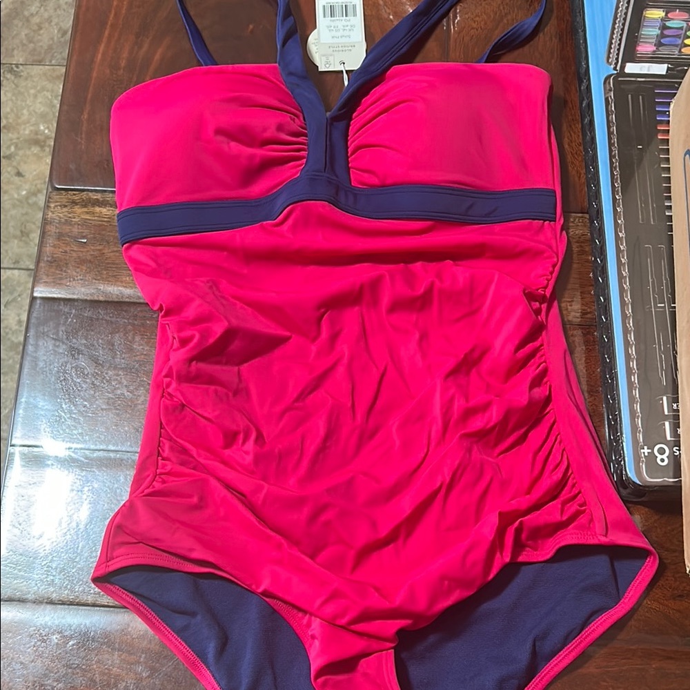 Women’s One Piece Swimsuit - Pink and Blue
